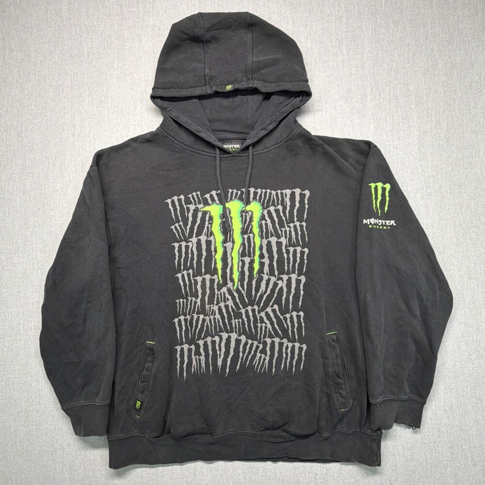 Vintage 2000s Monster Energy Hoodie Size XL Y2K Grunge Emo Skate Surf